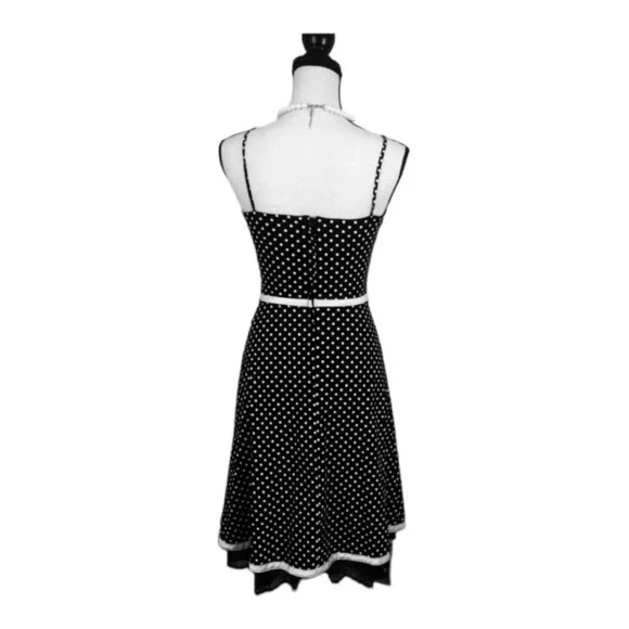 Vintage  I. N. Black/White polka dots Dress Sz 3 - Picture 2 of 6